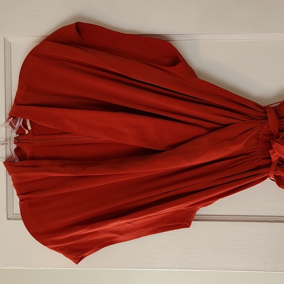 Short sleeve drap front L'Agence Silk Jumpsuit - Picture 3 of 5